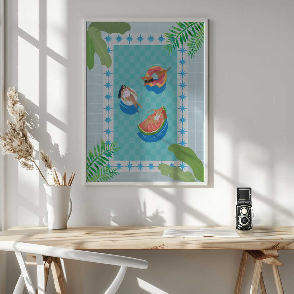Pool Party Art Print UK — Animal Vibrant Wall Art — Living Room — Wall It All Prints