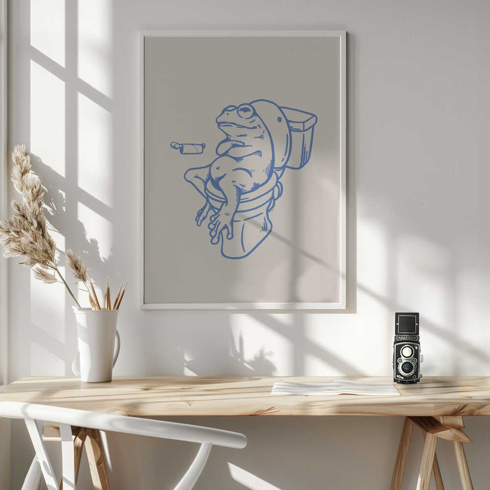 Funny Frog On Toilet Art Print UK — Animal Vibrant Wall Art — Bathroom — Wall It All Prints