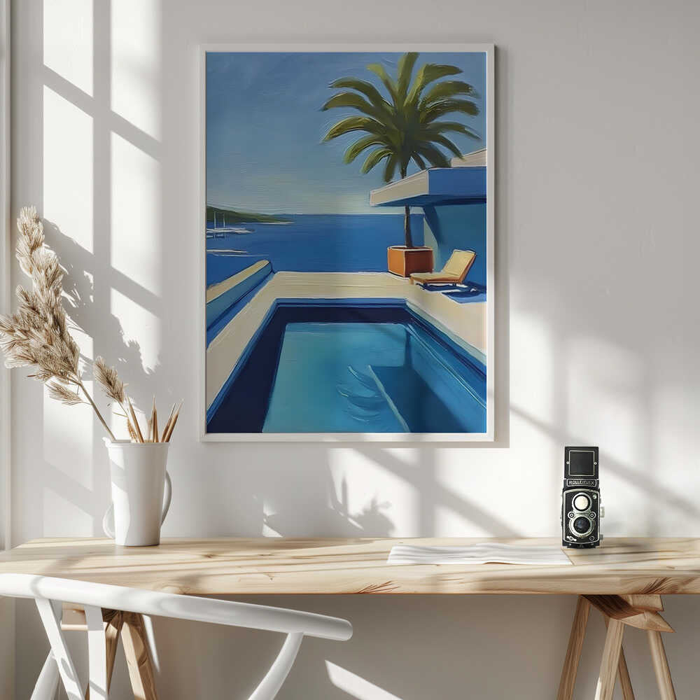 Sunny Coastal Poolside Art Print UK — Landscape Calm Wall Art — Living Room — Wall It All Prints