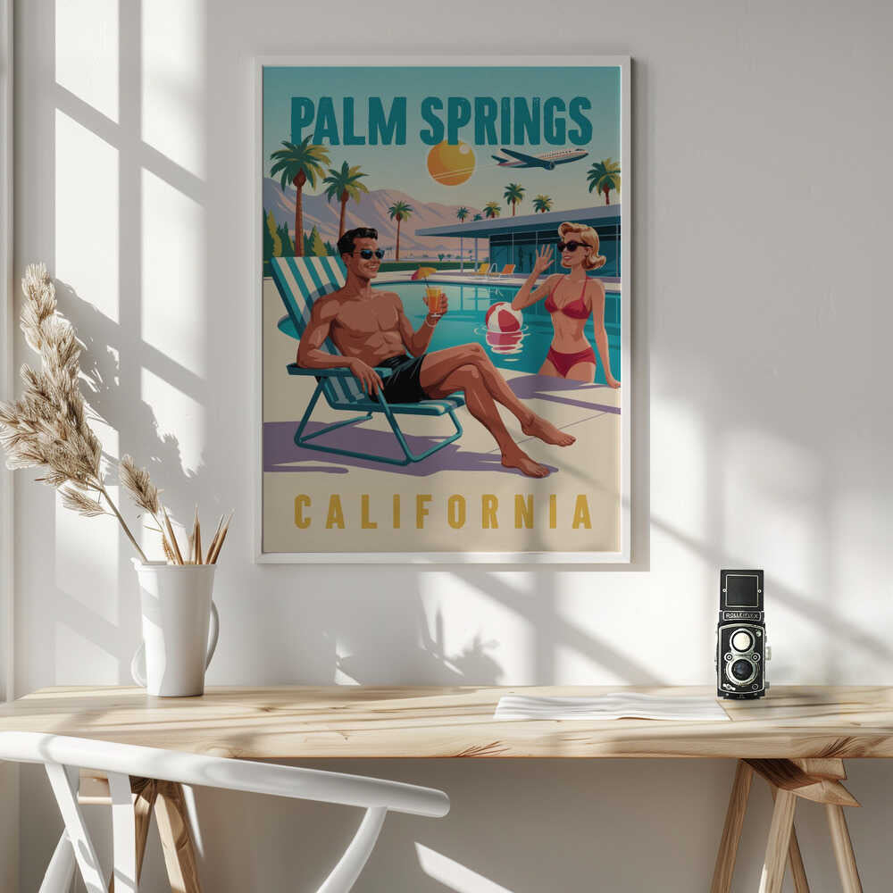 Palm Springs Poolside Glamour Art Print UK — Landscape Minimal Wall Art — Living Room — Wall It All Prints