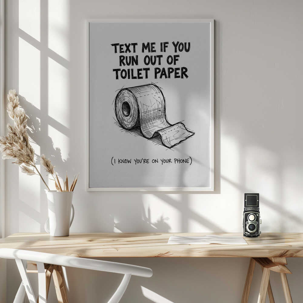 Text Me Toilet Paper Art Print UK — Japanese Dark Wall Art — Bathroom — Wall It All Prints