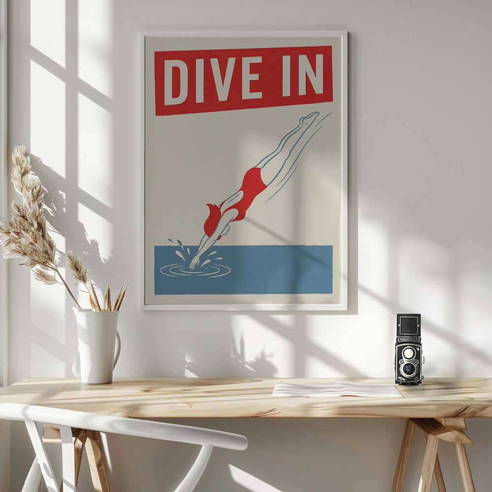Retro Pool Diver Art Print UK — Abstract Fresh Wall Art — Living Room — Wall It All Prints