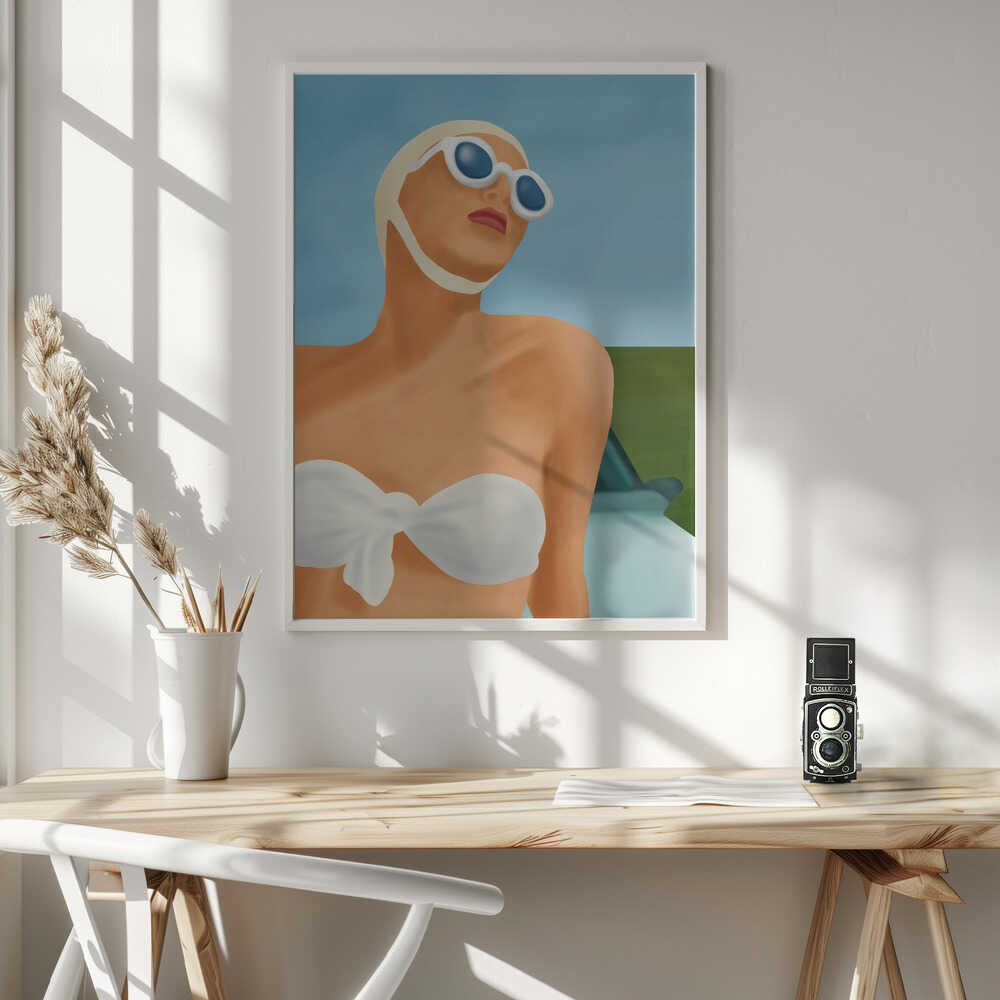 Retro Summer Swimmer Art Print UK — Portrait Minimal Wall Art — Living Room — Wall It All Prints