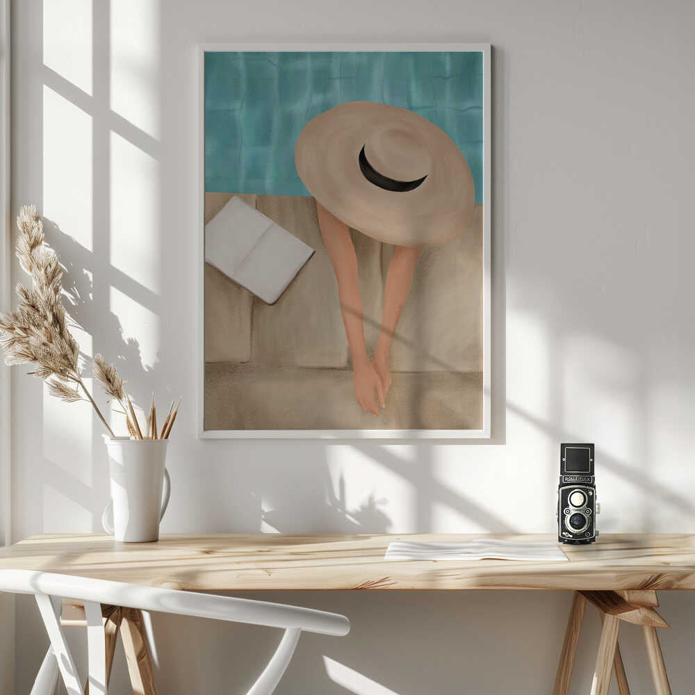 Summer Poolside Relax Art Print UK — Portrait Vibrant Wall Art — Living Room — Wall It All Prints
