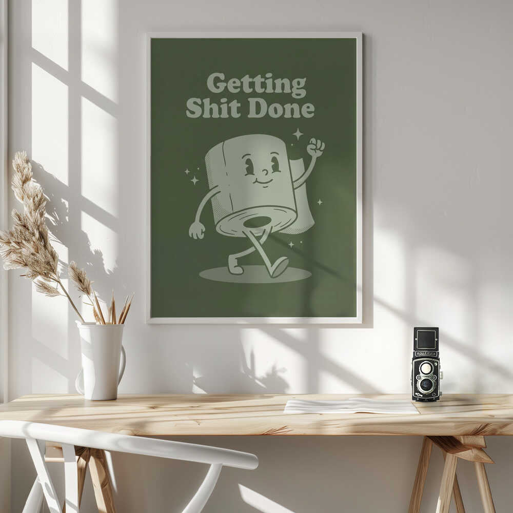 Getting Things Done Roll Art Print UK — Vintage Minimal Wall Art — Bathroom — Wall It All Prints