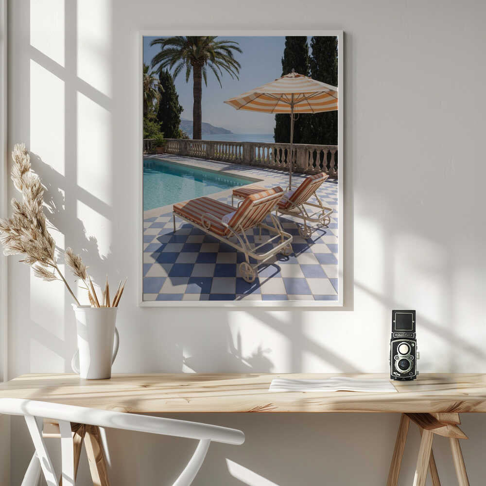 Poolside Ocean View Art Print UK — Landscape Elegant Wall Art — Living Room — Wall It All Prints