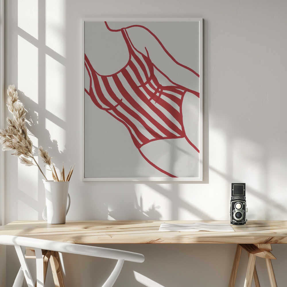 Red Striped Swimwear Art Print UK — Abstract Minimal Wall Art — Office — Wall It All Prints