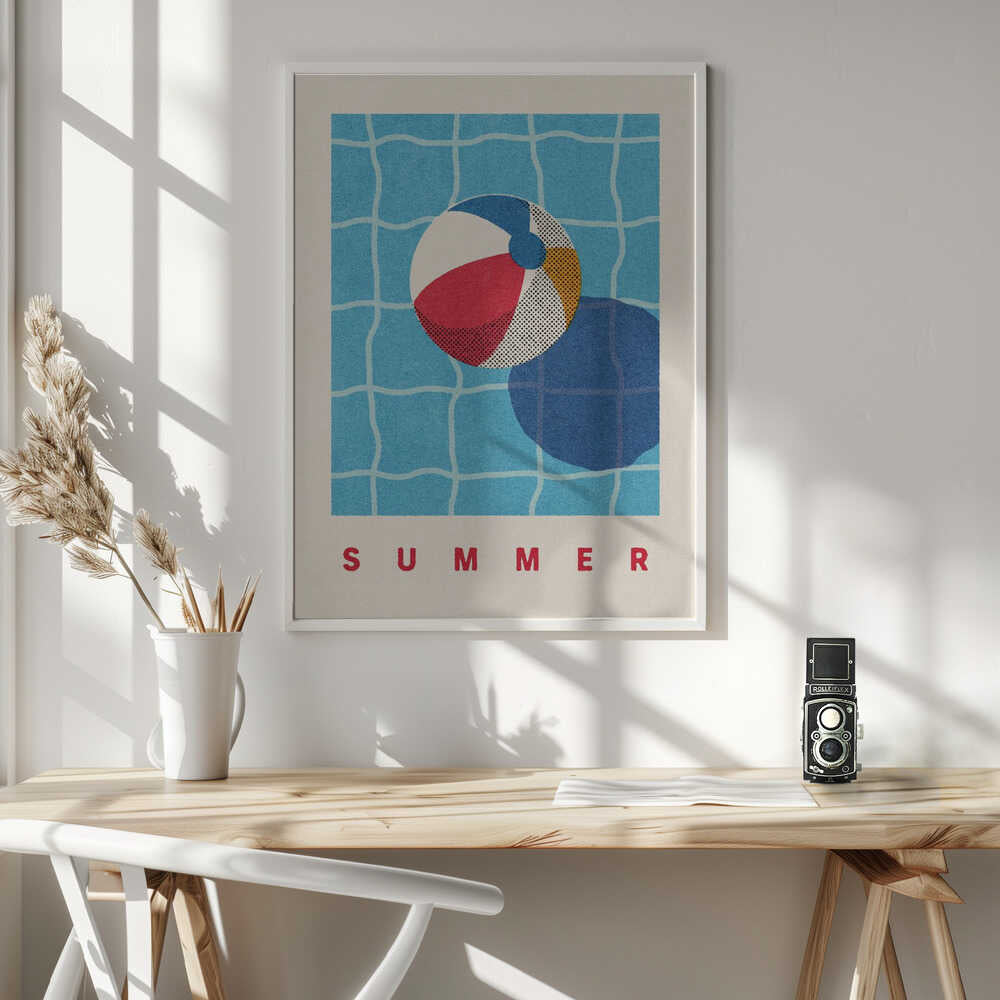 Floating Beach Ball Summer Art Print UK — Abstract Vibrant Wall Art — Living Room — Wall It All Prints