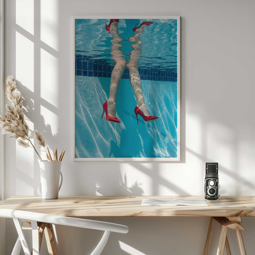 Red Heels Underwater Art Print UK — Celestial Vibrant Wall Art — Living Room — Wall It All Prints