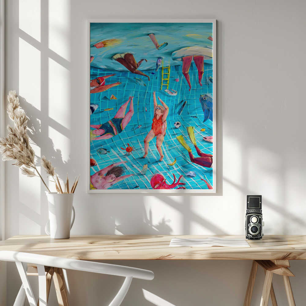 Surreal Pool Fun Art Print UK — Abstract Vibrant Wall Art — Living Room — Wall It All Prints