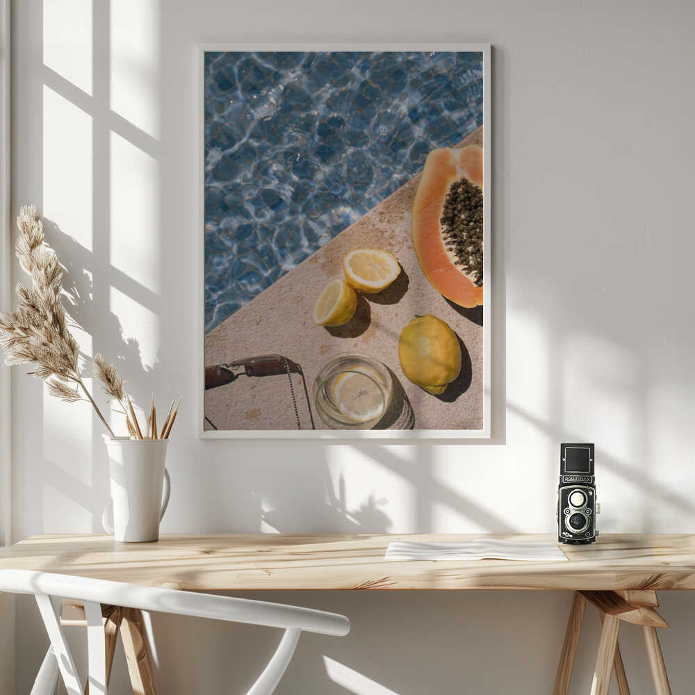Sunny Poolside Fruits Art Print UK — Animal Vibrant Wall Art — Kitchen — Wall It All Prints