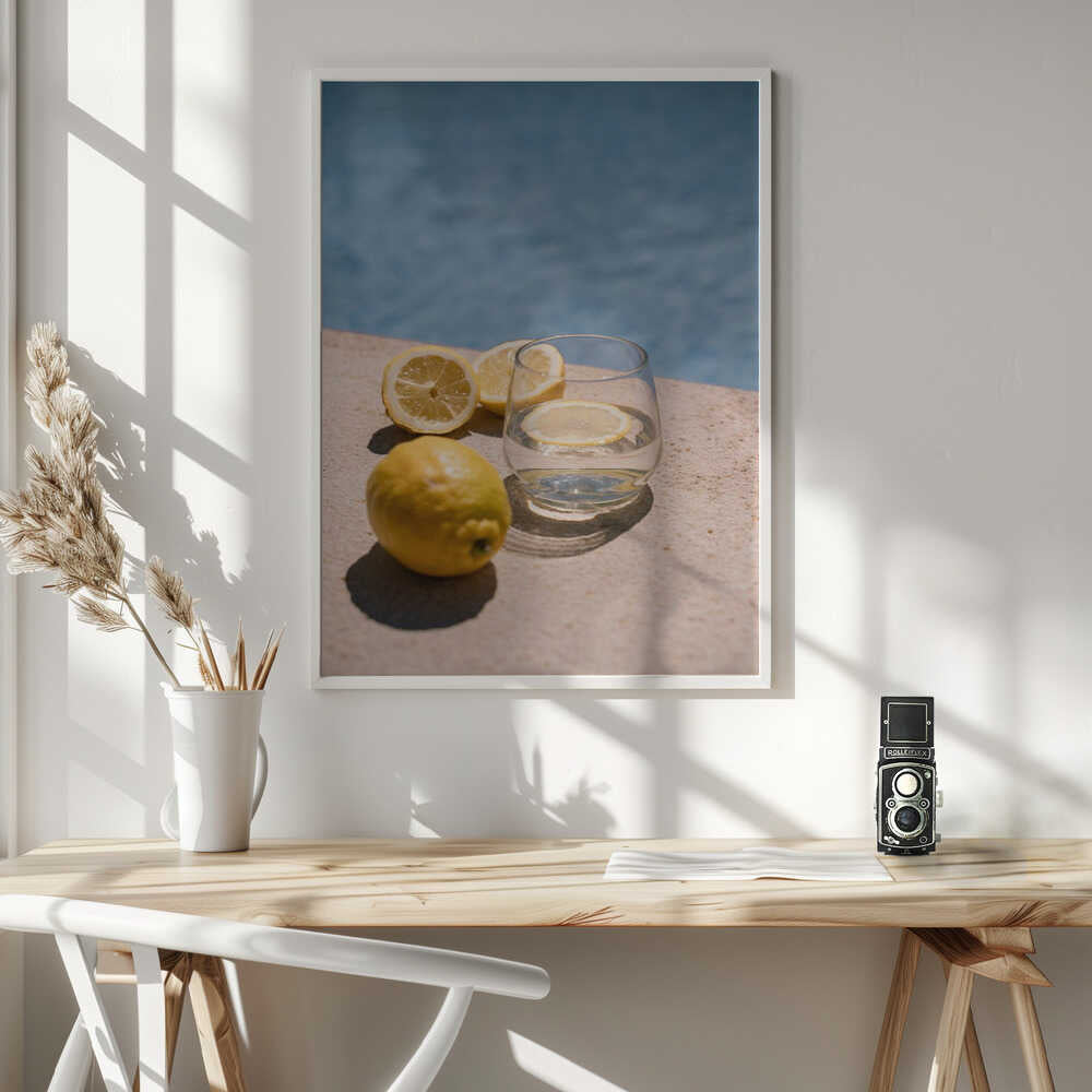 Refreshing Lemon Water Art Print UK — Dark Moody Vibrant Wall Art — Kitchen — Wall It All Prints