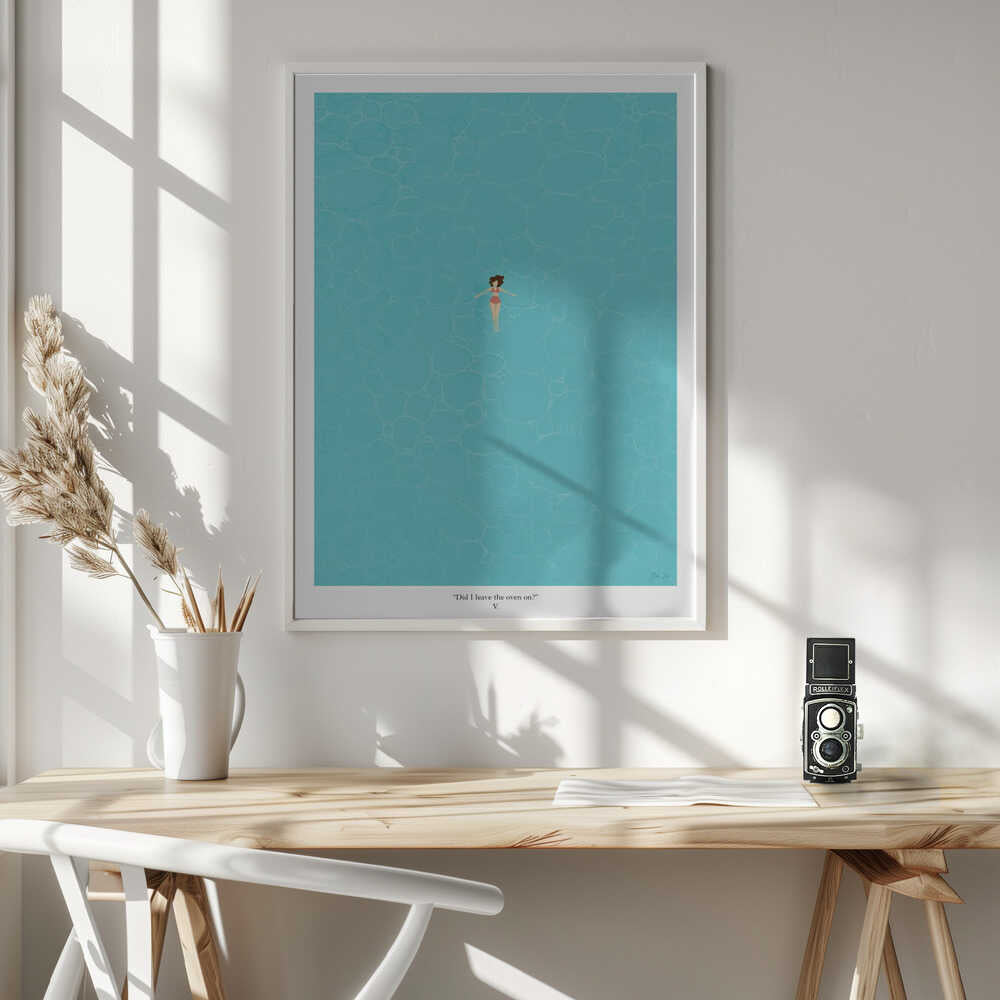 Floating Woman Blue Water Art Print UK — Portrait Vibrant Wall Art — Bedroom — Wall It All Prints
