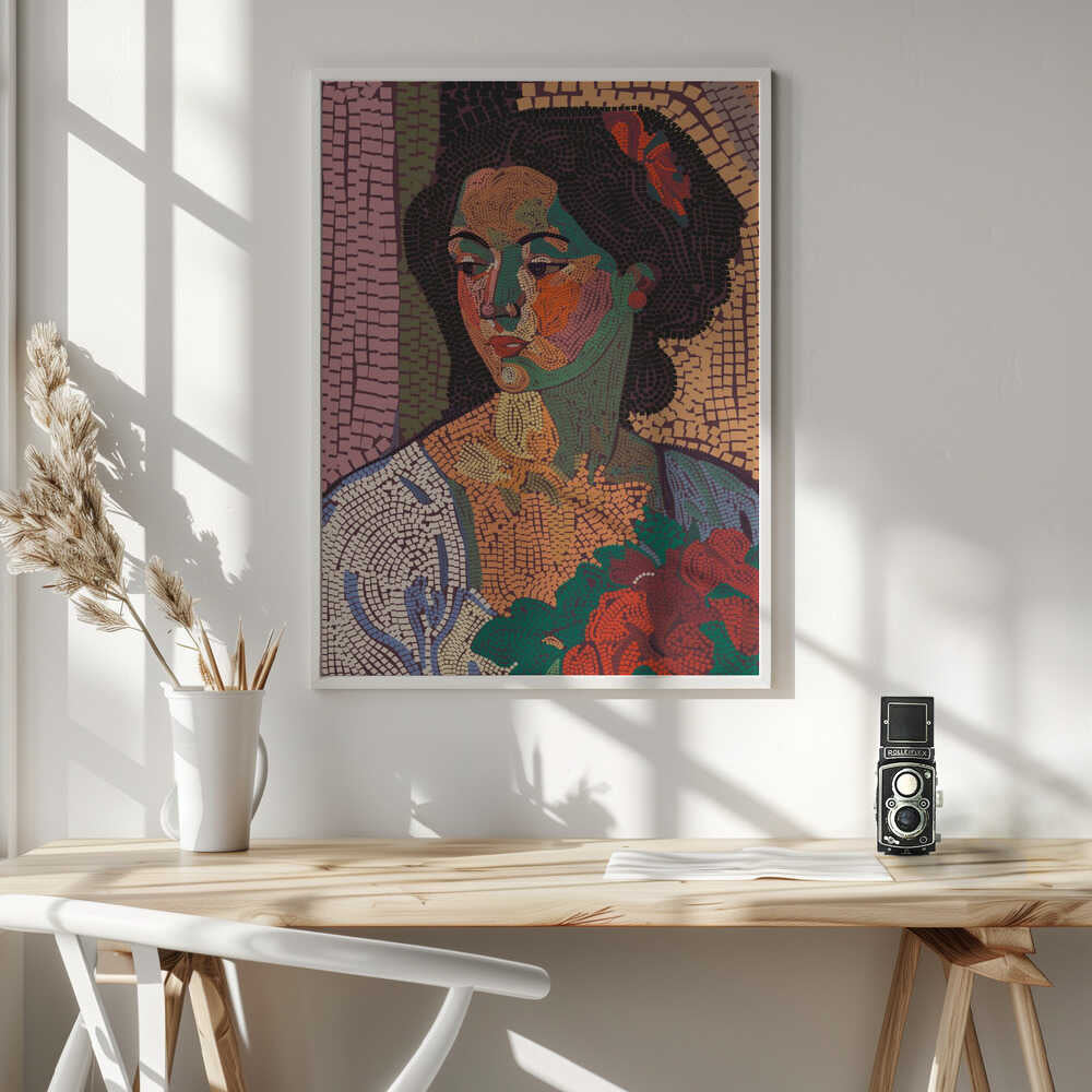 Vibrant Mosaic Portrait Art Print UK — Botanical Vibrant Wall Art — Living Room — Wall It All Prints
