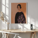 Elegant Woman Dark Floral Art Print UK — Botanical Calm Wall Art — Living Room — Wall It All Prints