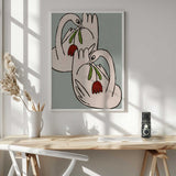 Loving Swans with Flowers Art Print UK — Botanical Calm Wall Art — Living Room — Wall It All Prints