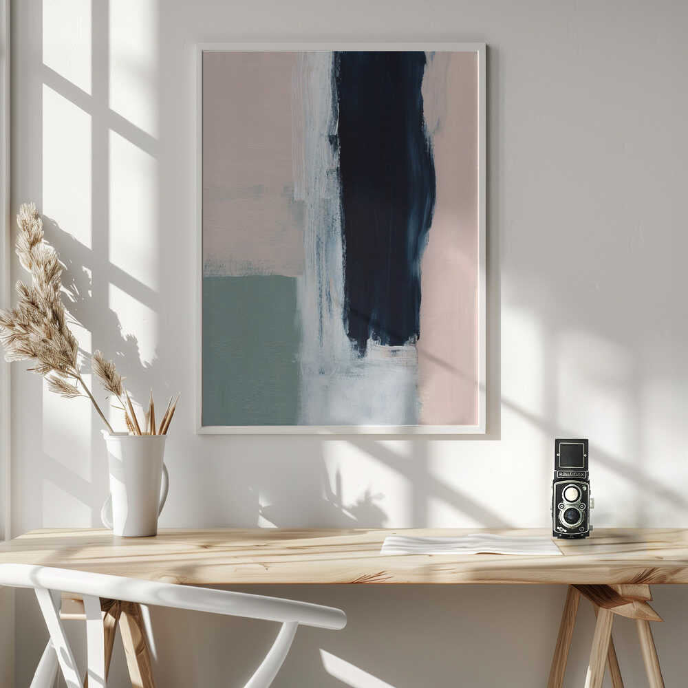Blush Navy Abstract Art Print UK — Abstract Calm Wall Art — Bedroom — Wall It All Prints