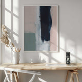 Blush Navy Abstract Art Print UK — Abstract Calm Wall Art — Bedroom — Wall It All Prints