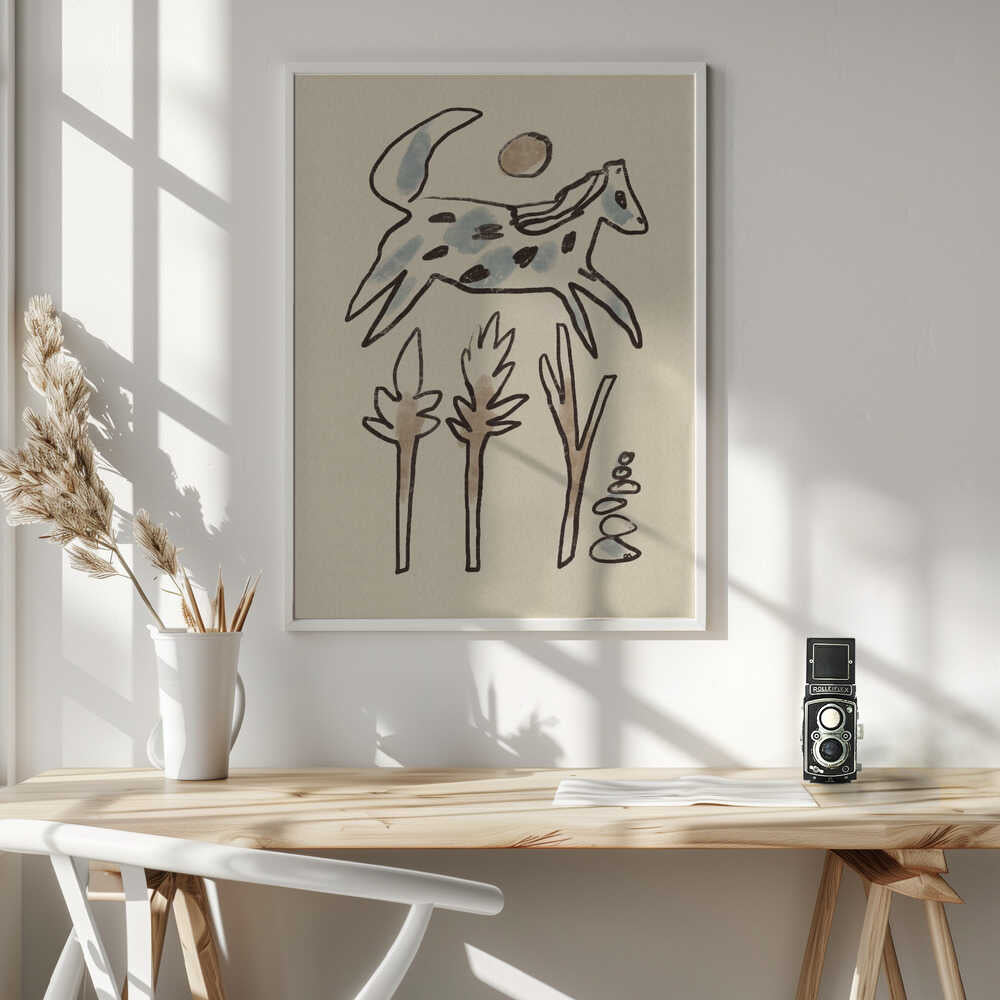 Leaping Desert Horse Art Print UK — Botanical Calm Wall Art — Bedroom — Wall It All Prints