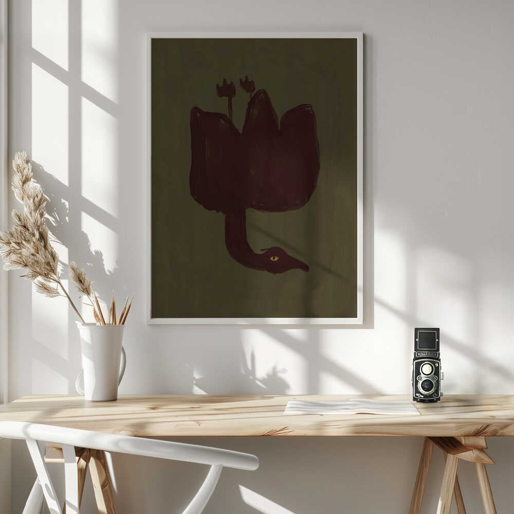 Dark Bird Blossom Art Print UK — Botanical Vibrant Wall Art — Office — Wall It All Prints