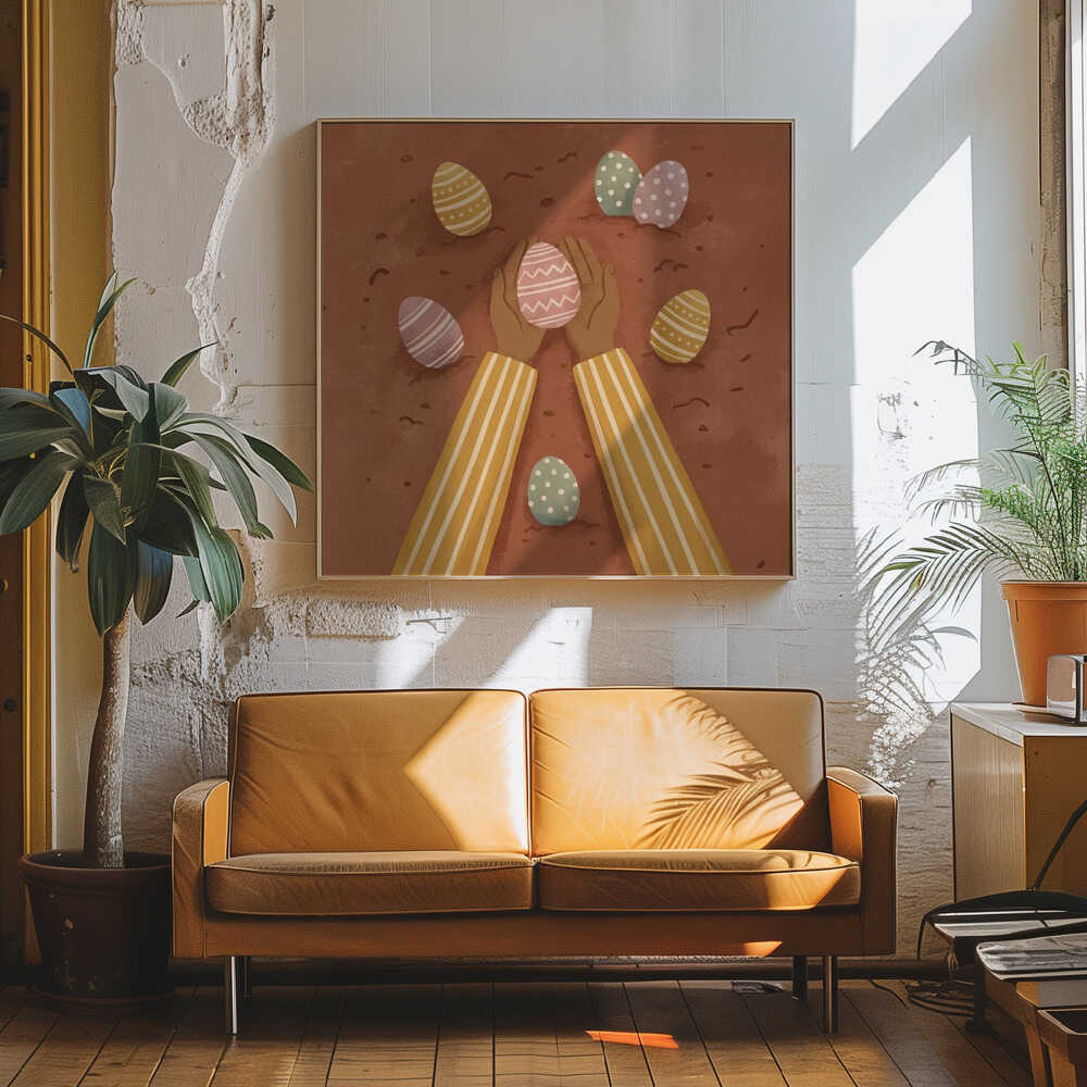 Collecting Easter Eggs Art Print UK — Japanese Calm Wall Art — Nursery — Wall It All Prints