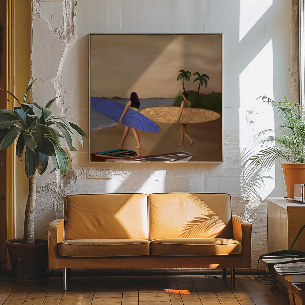 Tropical Surf Sunset Art Print UK — Landscape Warm Wall Art — Living Room — Wall It All Prints