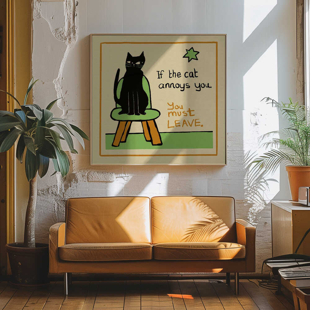 Sassy Cat Rules Art Print UK — Abstract Dark Wall Art — Living Room — Wall It All Prints