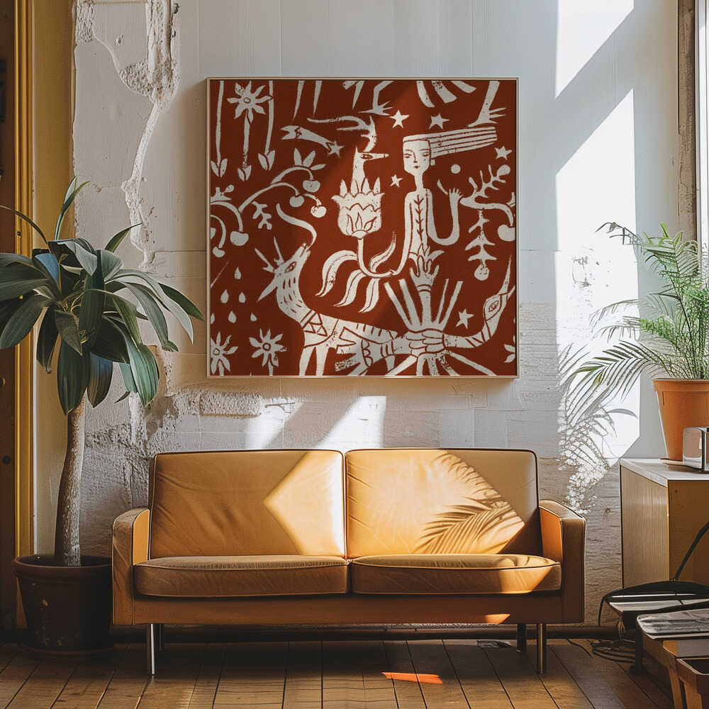 Enchanted Forest Gathering Art Print UK — Botanical Warm Wall Art — Living Room — Wall It All Prints