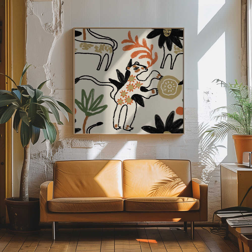 Whimsical Woodland Creatures Art Print UK — Botanical Minimal Wall Art — Living Room — Wall It All Prints