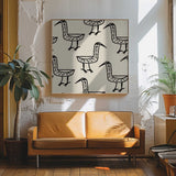 Folk Art Bird Pattern Art Print UK — Abstract Dark Wall Art — Office — Wall It All Prints