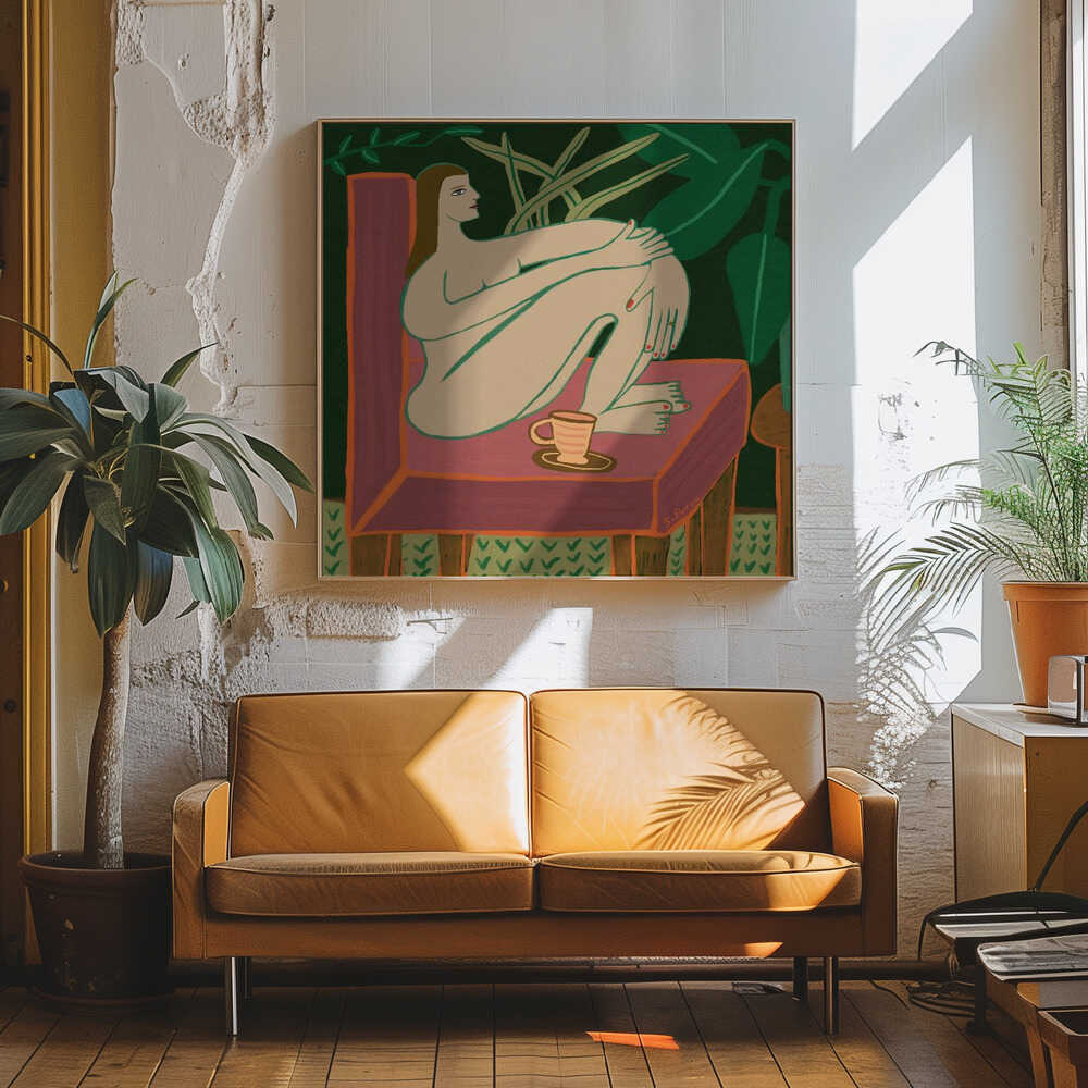 Relaxed Nude With Plants Art Print UK — Botanical Calm Wall Art — Bedroom — Wall It All Prints