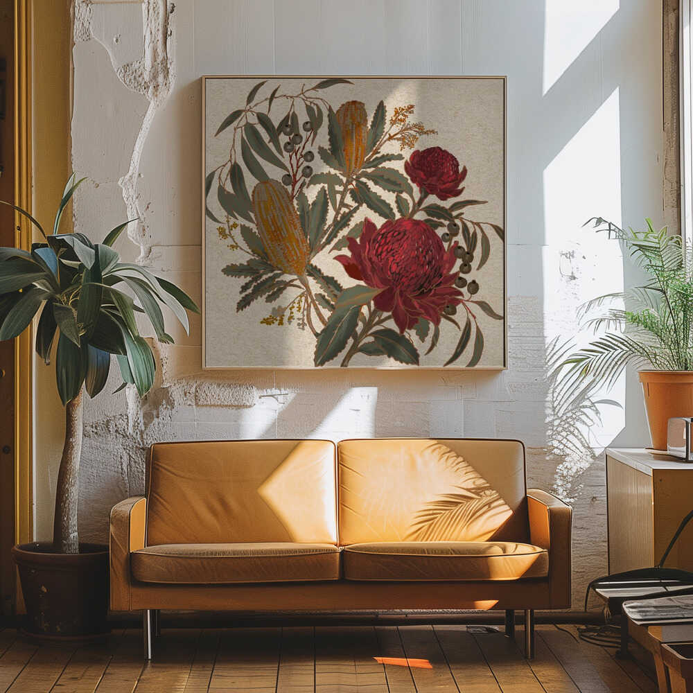 Australian Native Blooms Art Print UK — Botanical Vibrant Wall Art — Living Room — Wall It All Prints