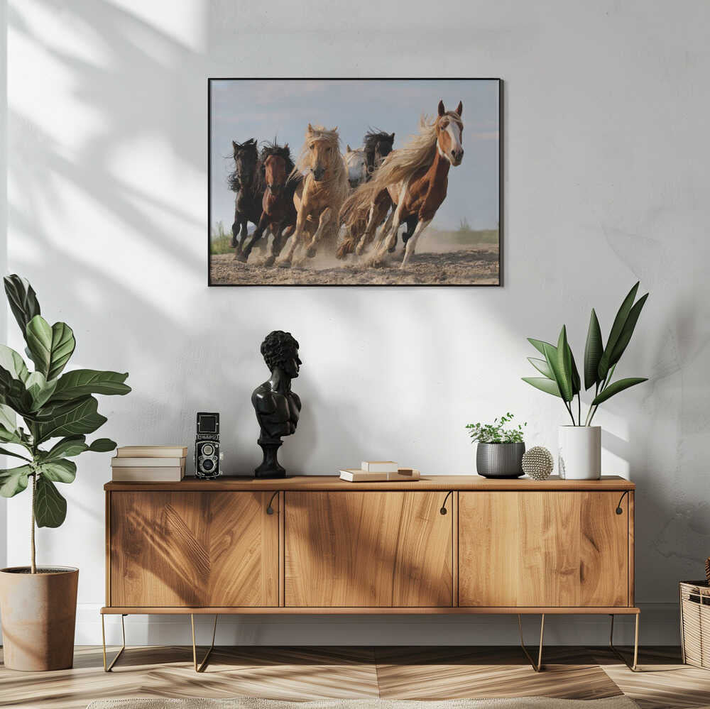 Wild Horses Run Free Art Print UK — Animal Vibrant Wall Art — Living Room — Wall It All Prints