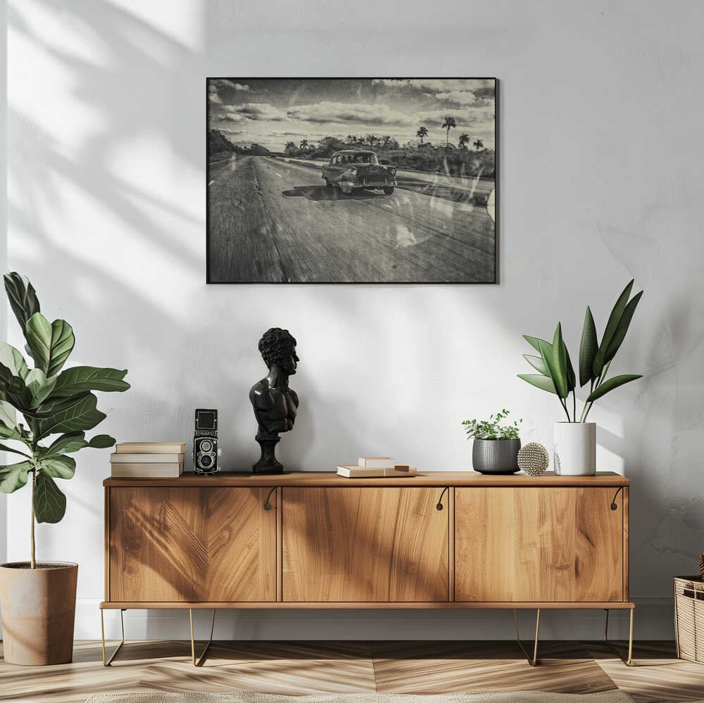 Classic Cuba Taxi Art Print UK — Landscape Dark Wall Art — Living Room — Wall It All Prints