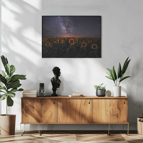 Milky Way Sunflower Field Art Print UK — Botanical Calm Wall Art — Bathroom — Wall It All Prints