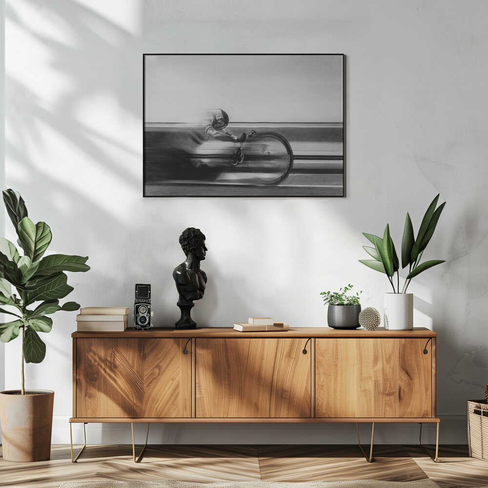 Fast Track Cyclist Art Print UK — Portrait Dark Wall Art — Living Room — Wall It All Prints