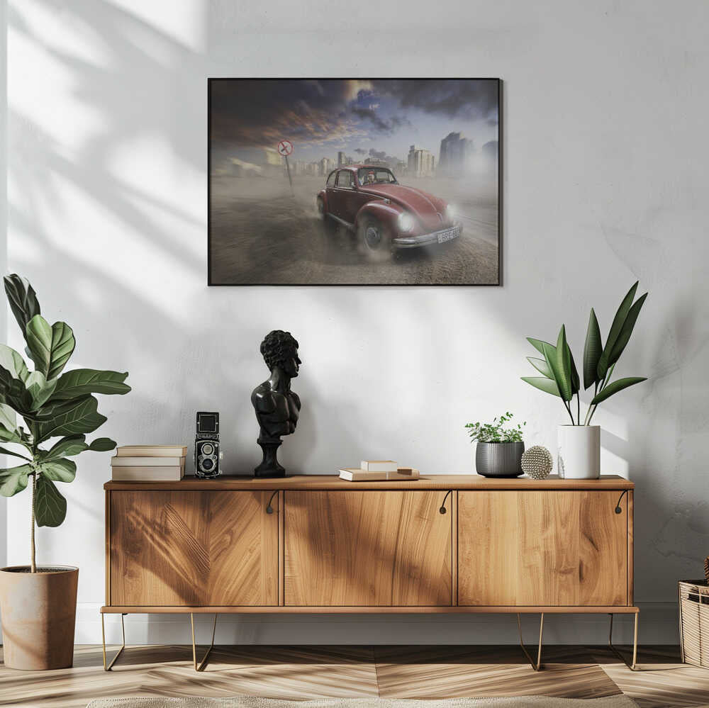 Dusty Classic Car Drive Art Print UK — Dark Moody Vibrant Wall Art — Living Room — Wall It All Prints
