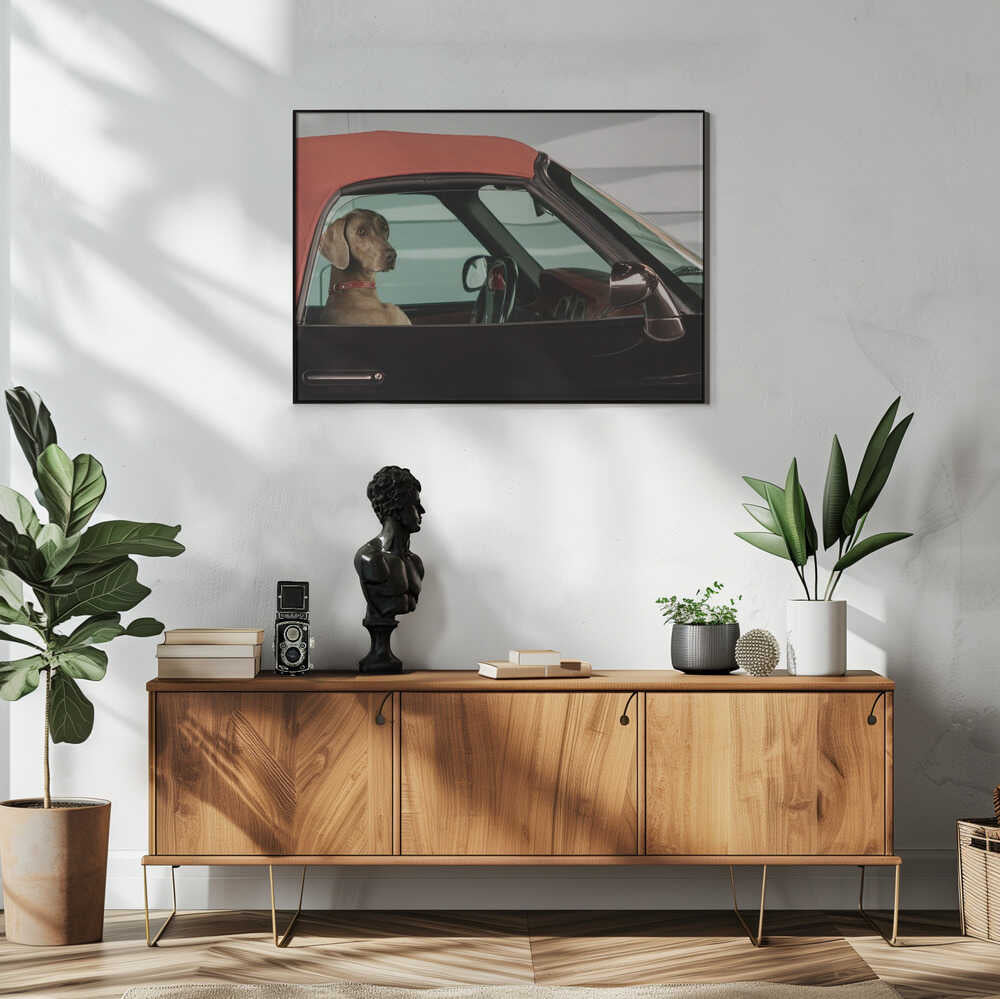 Weimaraner Ready to Ride Art Print UK — Vintage Elegant Wall Art — Living Room — Wall It All Prints