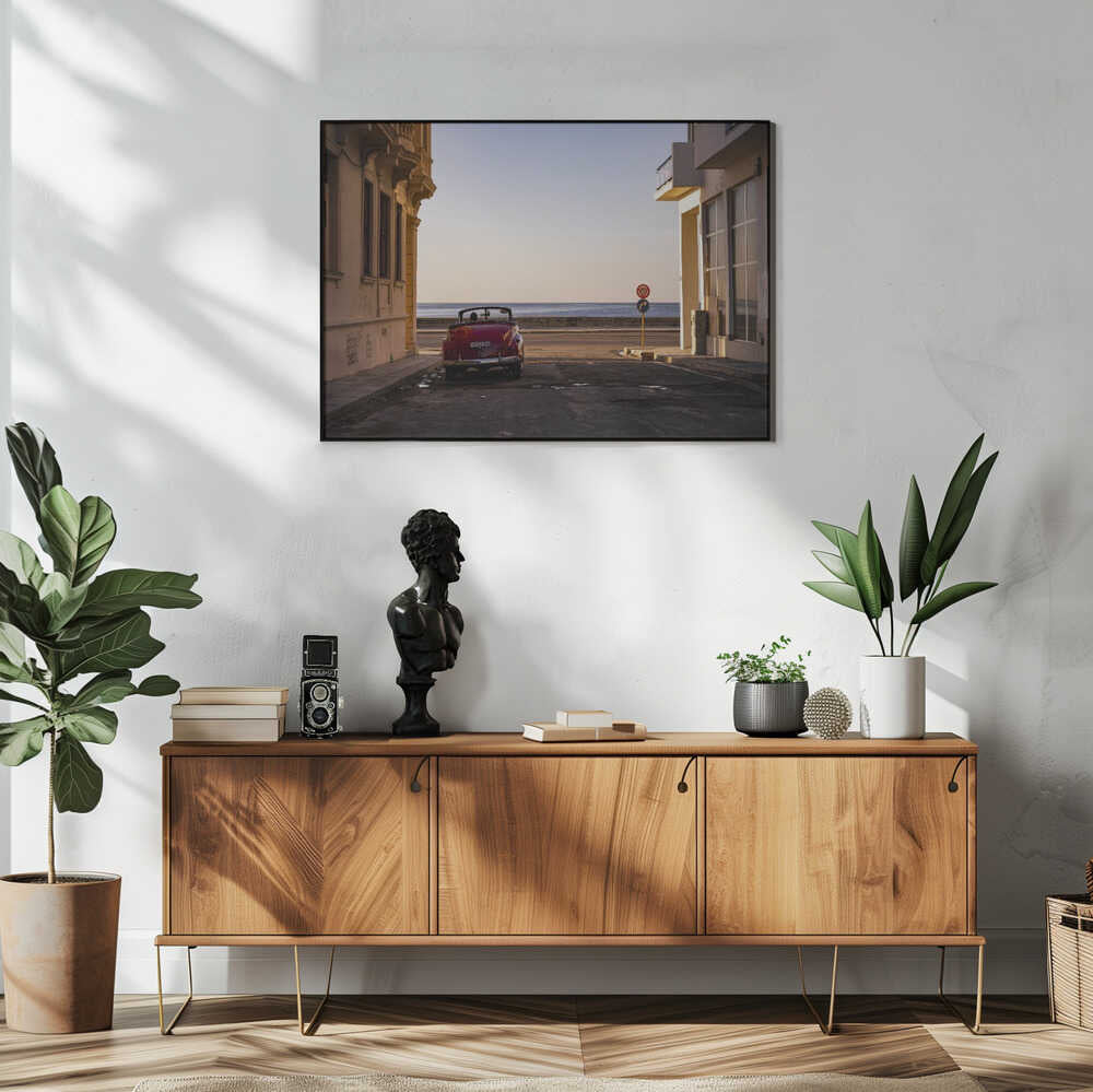 Cuban Car Ocean Sunset Art Print UK — Landscape Warm Wall Art — Living Room — Wall It All Prints