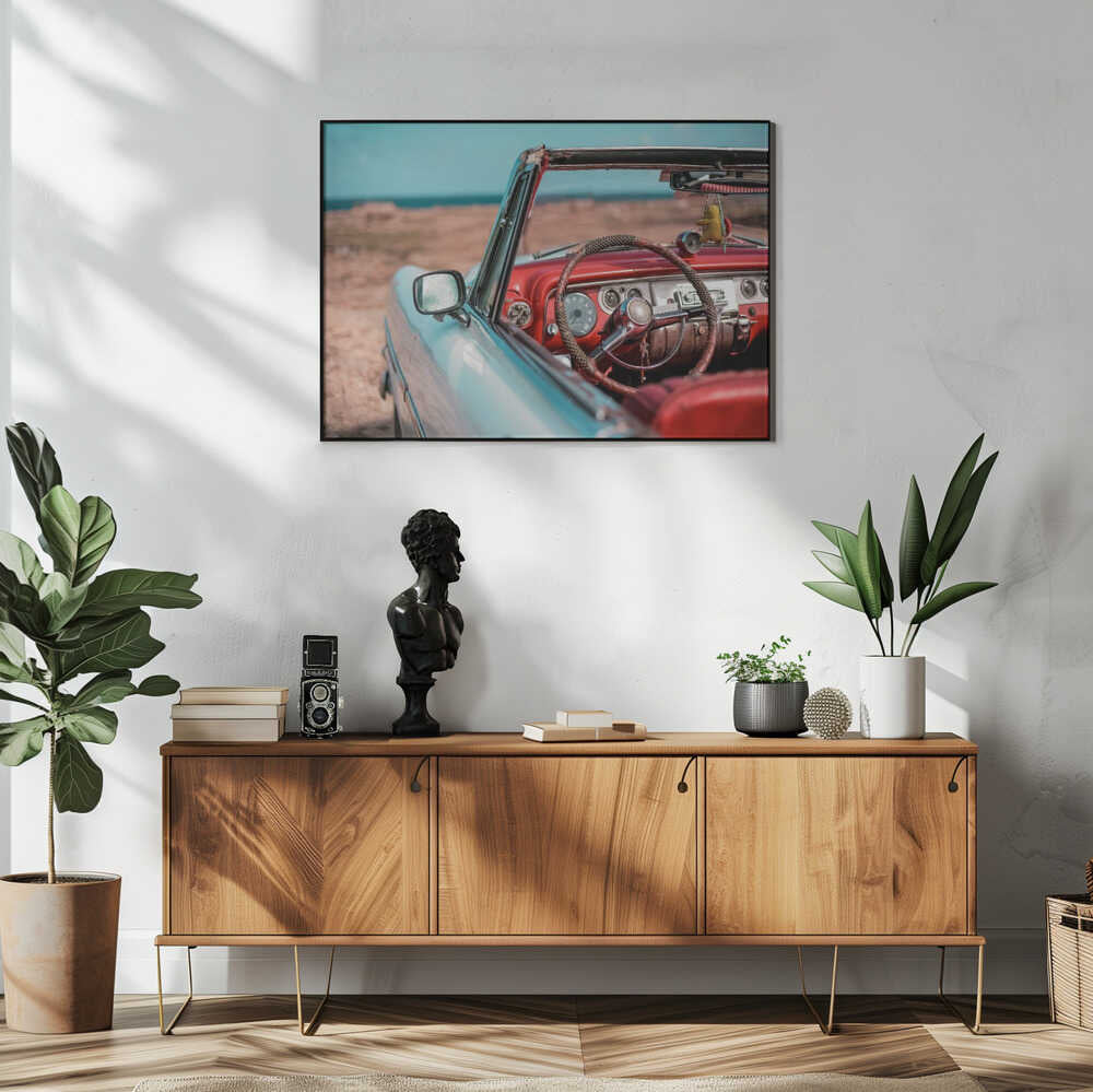 Classic Convertible Ocean View Art Print UK — Landscape Vibrant Wall Art — Living Room — Wall It All Prints
