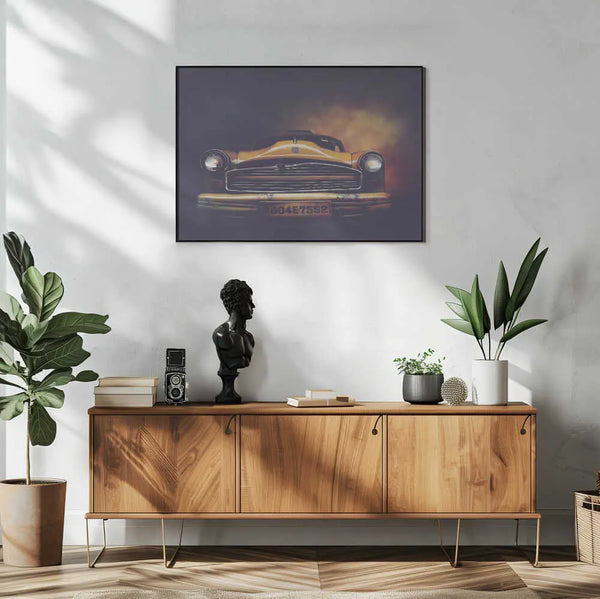 Classic Indian Taxi Art Print UK — Dark Moody Vibrant Wall Art — Living Room — Wall It All Prints