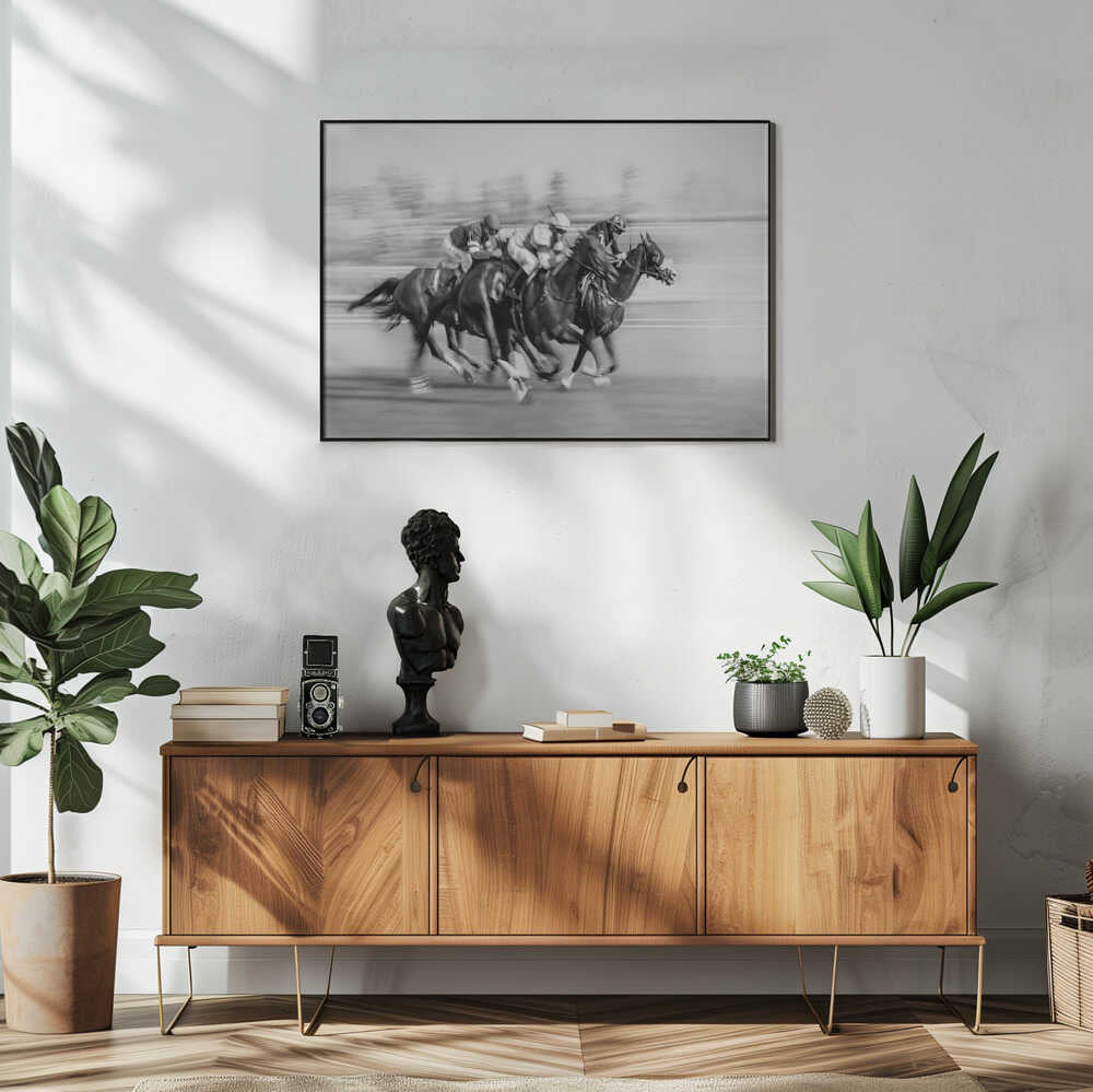 Galloping Racehorses Art Print UK — Animal Dark Wall Art — Living Room — Wall It All Prints