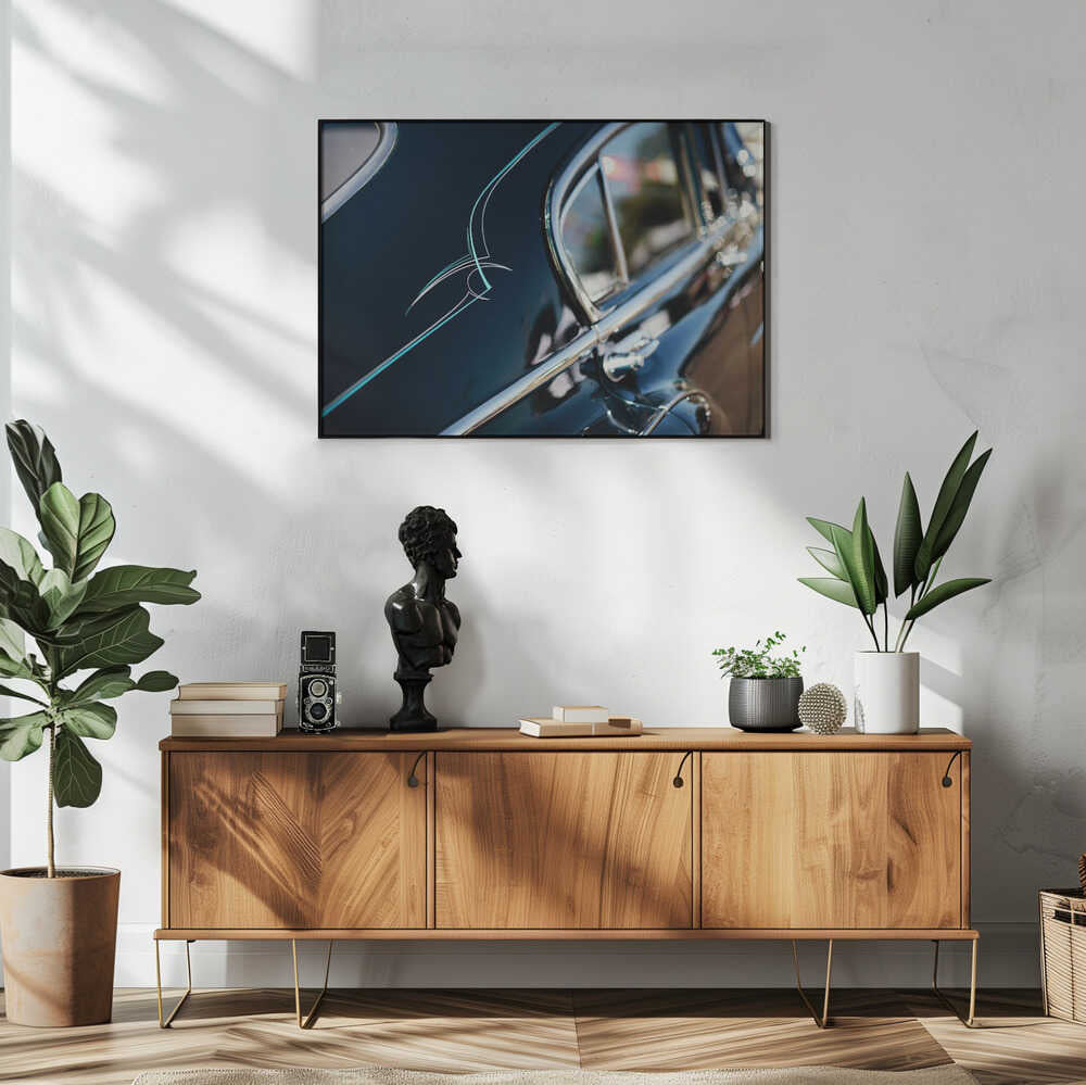Pinstriped Classic Ride Art Print UK — Dark Moody Dark Wall Art — Living Room — Wall It All Prints