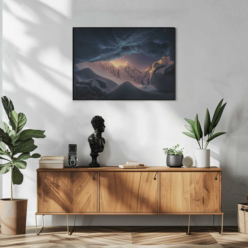 Frozen Mountain Glow Art Print UK — Japanese Warm Wall Art — Living Room — Wall It All Prints