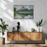 Misty Mountain Lake Reflection Art Print UK — Dark Moody Vibrant Wall Art — Bedroom — Wall It All Prints
