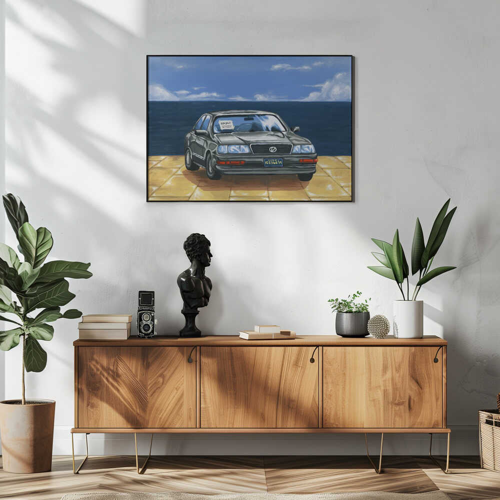 Oceanfront Car For Sale Art Print UK — Vintage Vibrant Wall Art — Living Room — Wall It All Prints