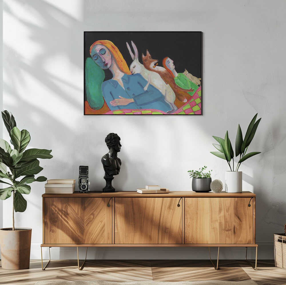 Dreaming Companions Art Print UK — Animal Vibrant Wall Art — Living Room — Wall It All Prints