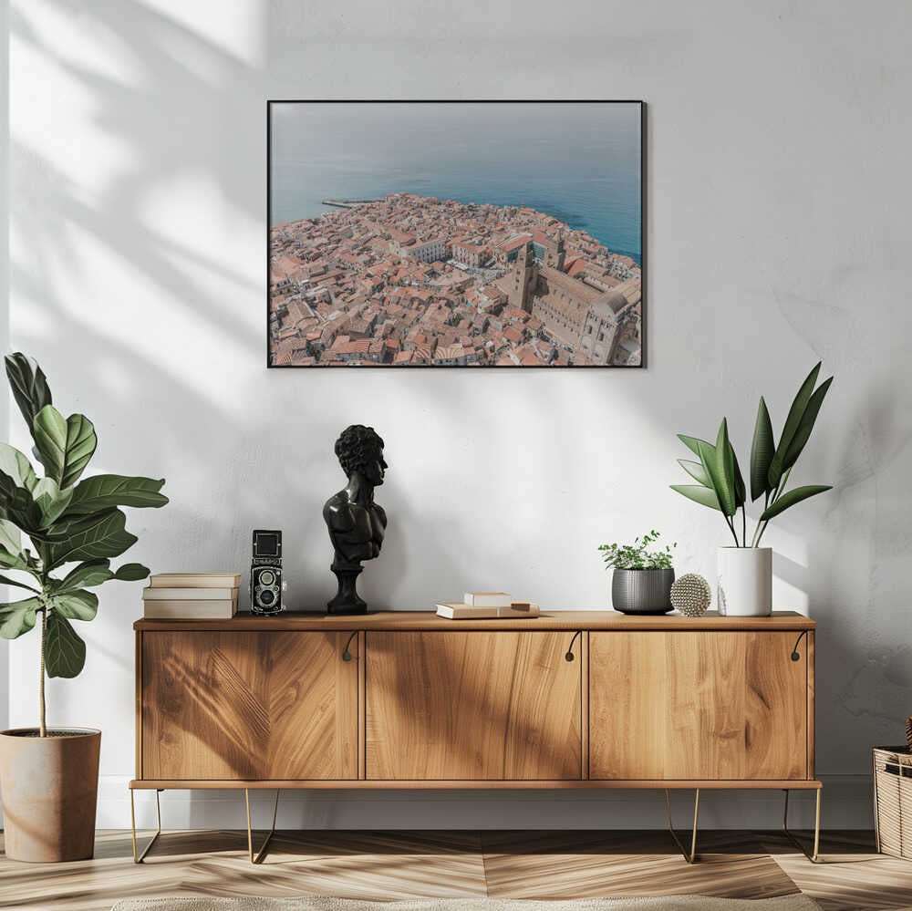 Sicilian Coastal Town Art Print UK — Landscape Vibrant Wall Art — Living Room — Wall It All Prints