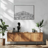 Historic Hillside Town Art Print UK — Landscape Dark Wall Art — Living Room — Wall It All Prints