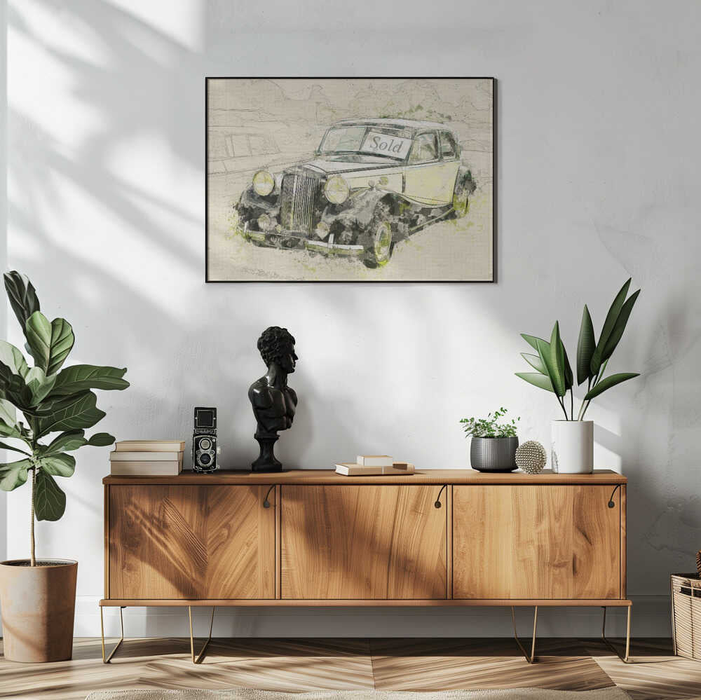 Sold Vintage Car Art Print UK — Vintage Vibrant Wall Art — Living Room — Wall It All Prints